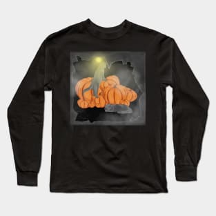 Halloween cats with pumpkin Long Sleeve T-Shirt